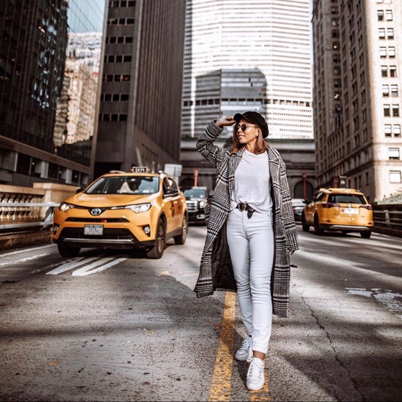 Chenelle Plaid Belted Coat - Black & White - Picture 7 of 7